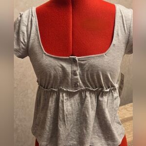 Women's Heather Gray Baby Doll Top NWT
